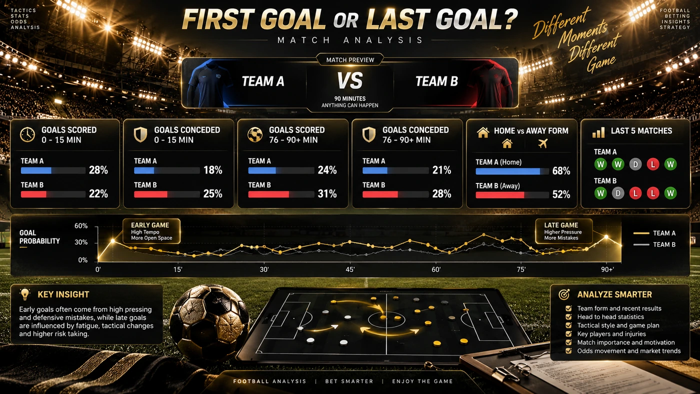 วิเคราะห์ First Goal Last Goal จากสถิติประตูต้นเกมท้ายเกม Home Away และฟอร์ม 5 นัด