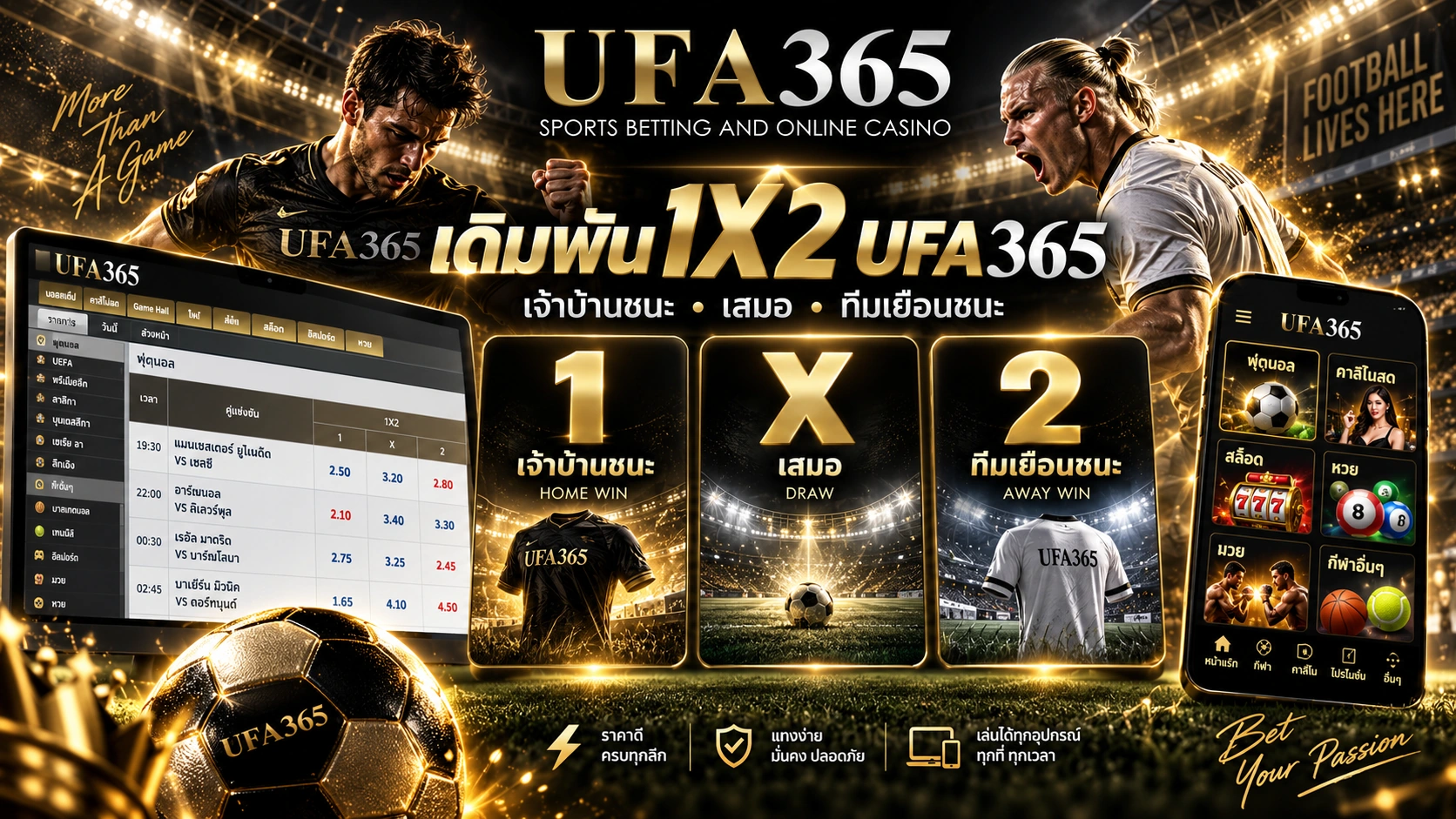 เดิมพัน 1X2 UFA365 เจ้าบ้านชนะ เสมอ ทีมเยือนชนะ