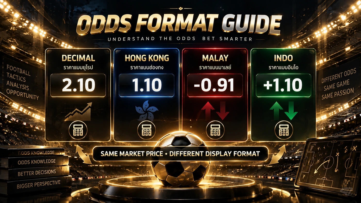 เปรียบเทียบ Decimal Hong Kong Malay และ Indo Odds ราคาเดียวกันต่างรูปแบบ