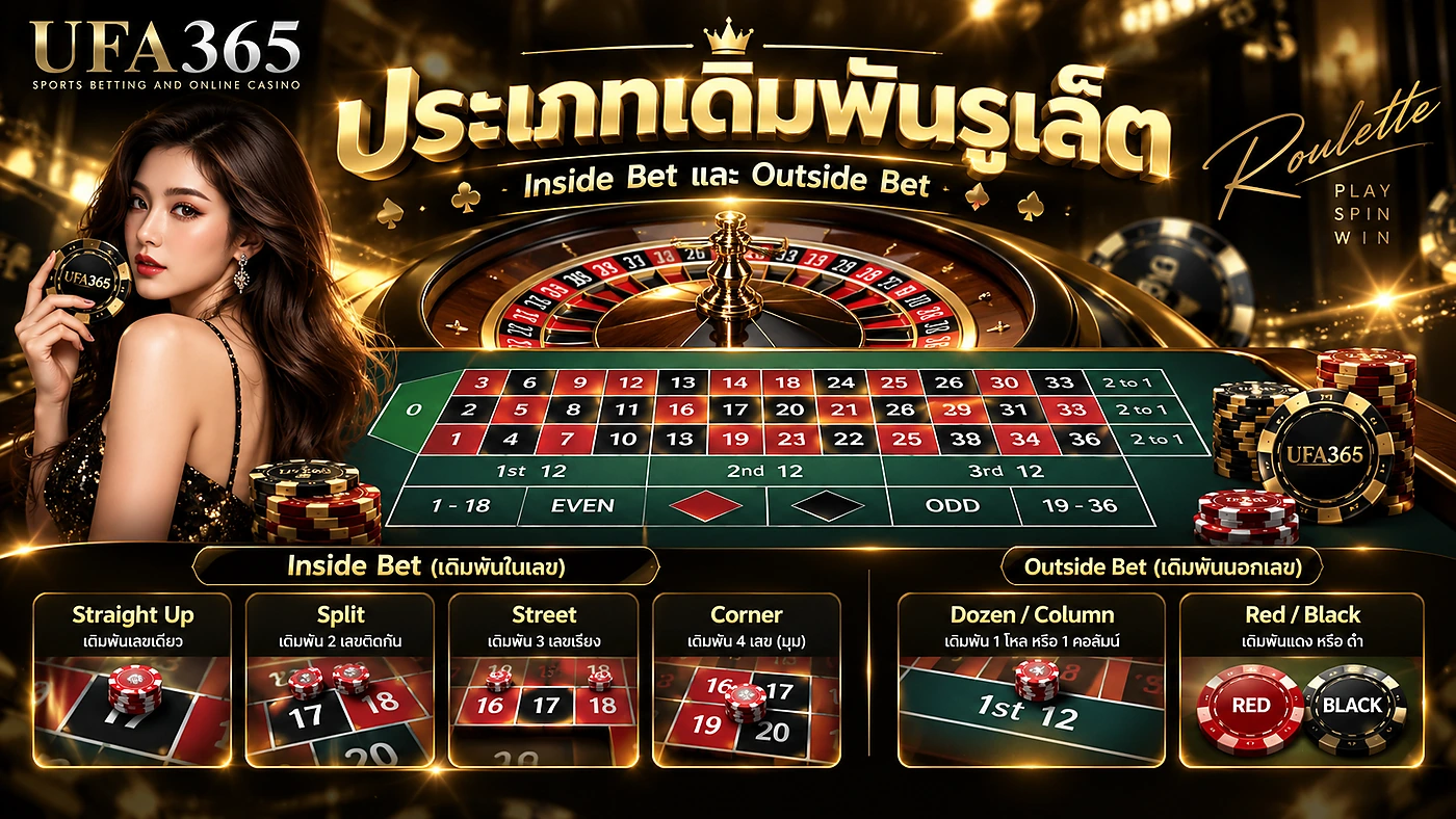 ประเภทเดิมพันรูเล็ต UFA365 Straight Split Street Corner Red Black Odd Even