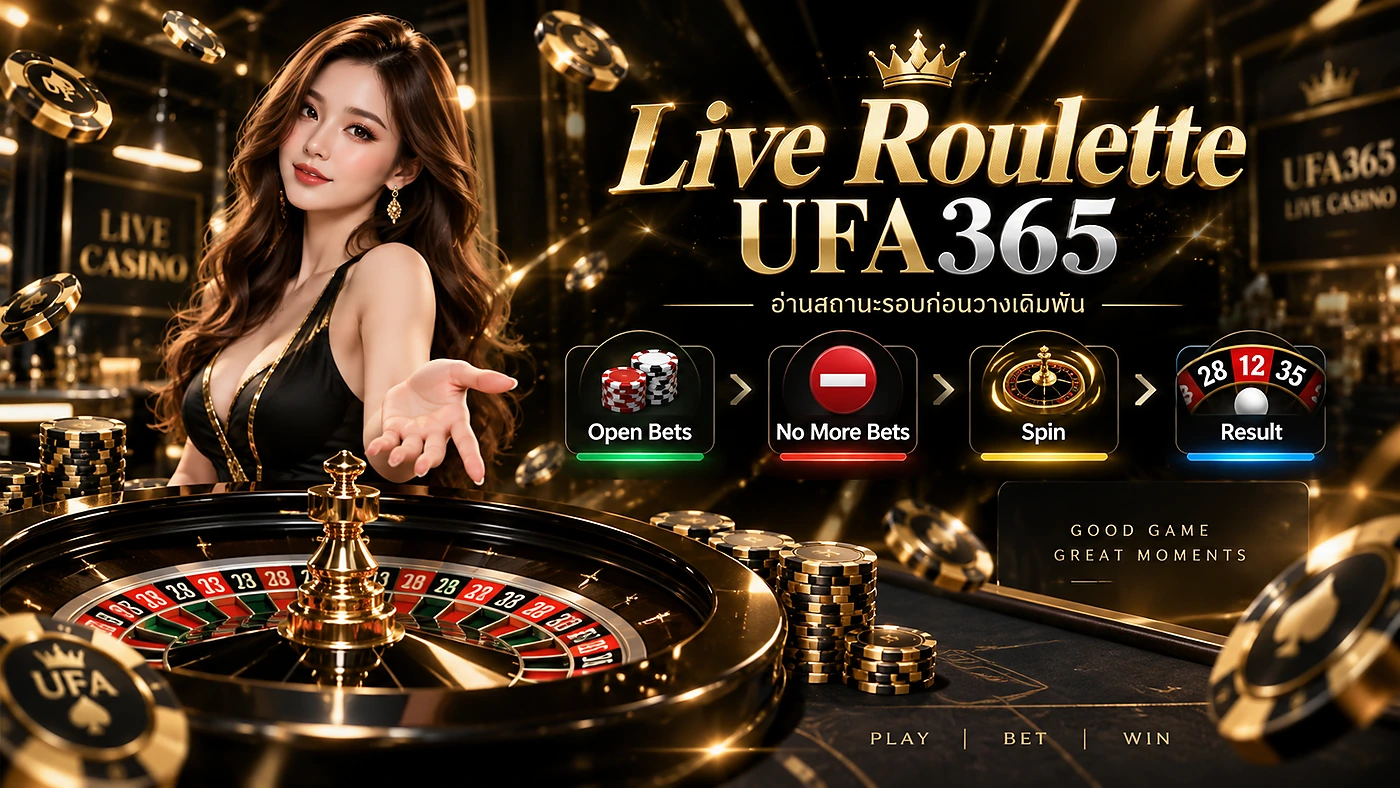 Live Roulette UFA365 โต๊ะรูเล็ตสด สถานะ Open No More Bets Spin Result