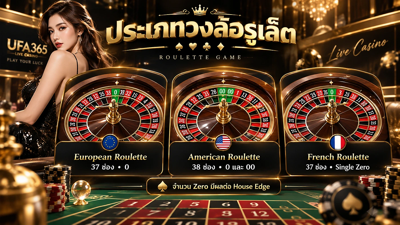 European American French Roulette UFA365 ประเภทวงล้อและจำนวน Zero