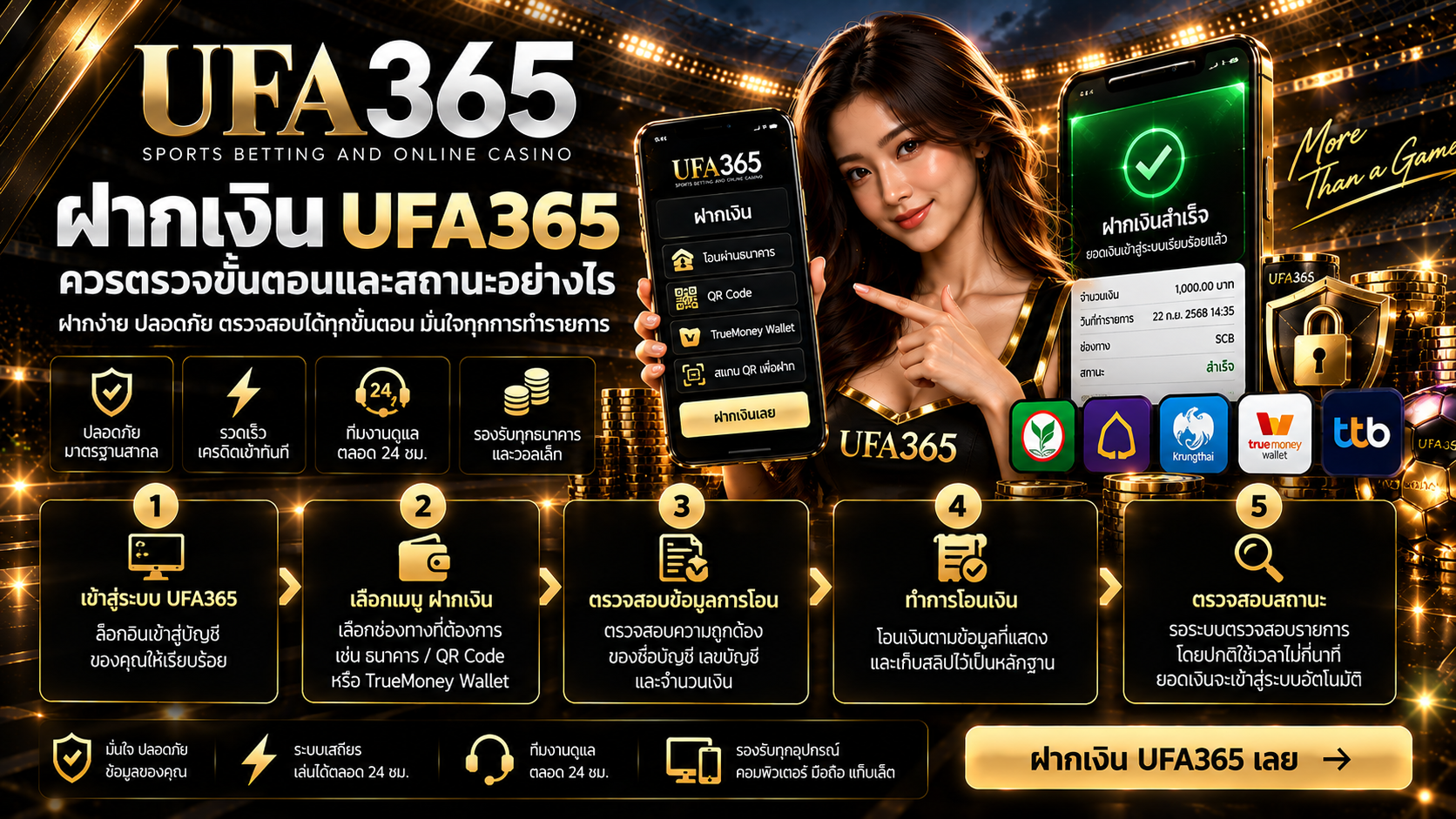 วิธีตรวจรายการฝาก UFA365